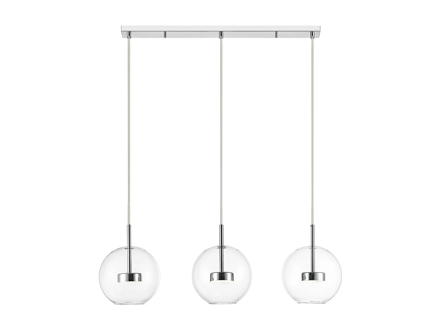 Suspension triple chromée LED boule transparente - Gica
