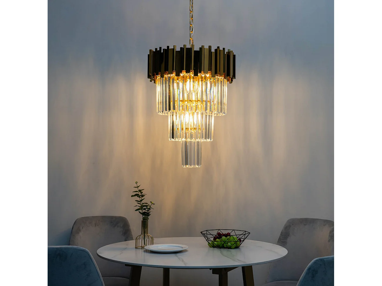 Grand lustre prestige à pampilles en cascade - Francesca