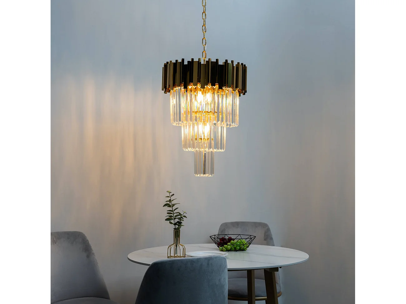 Grand lustre prestige à pampilles en cascade - Francesca