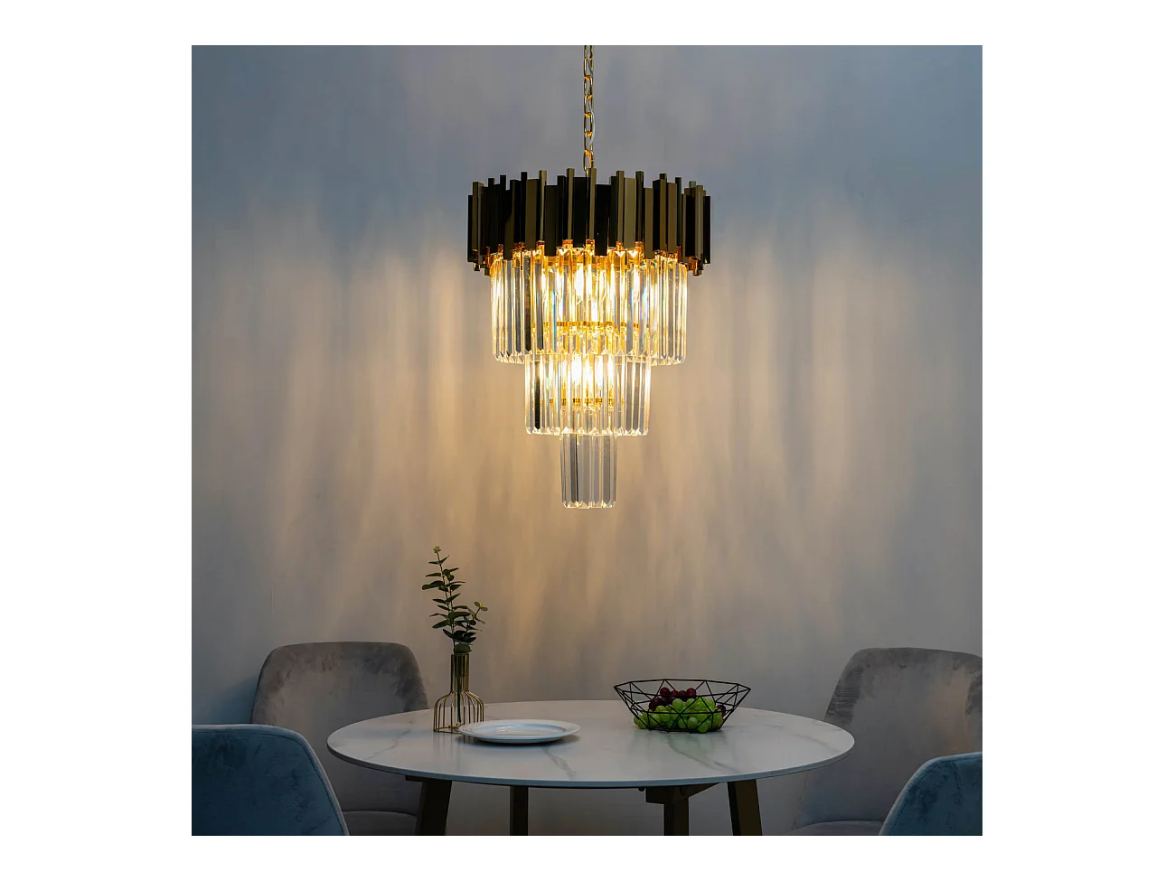 Grand lustre prestige à pampilles en cascade - Francesca