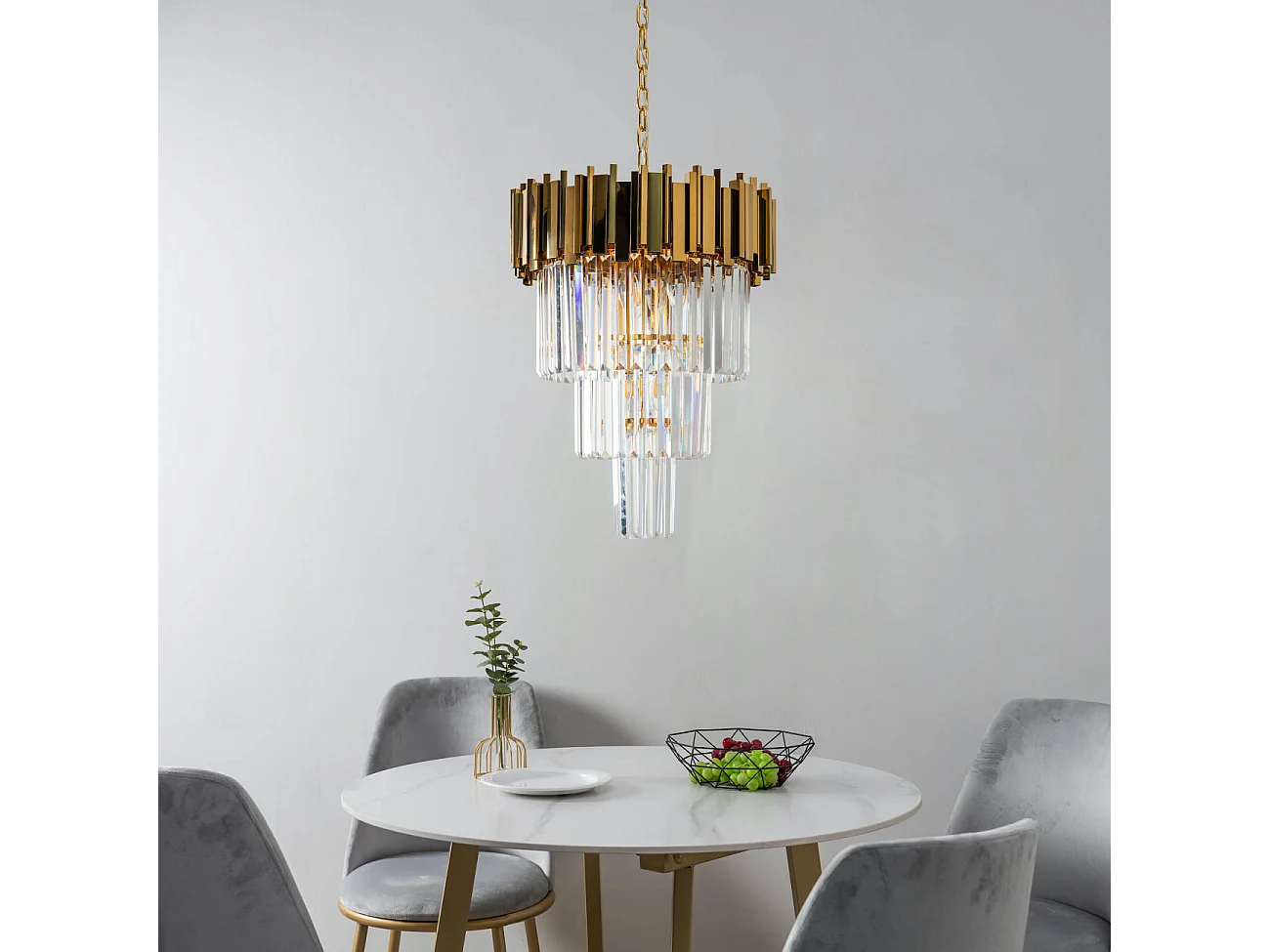 Grand lustre prestige à pampilles en cascade - Francesca