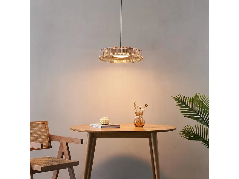 Suspension en verre ambré et cannelé - Damian