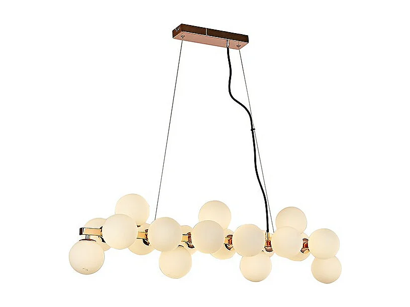 Suspension horizontale dorée à sphères en verre blanc - Ambrosia