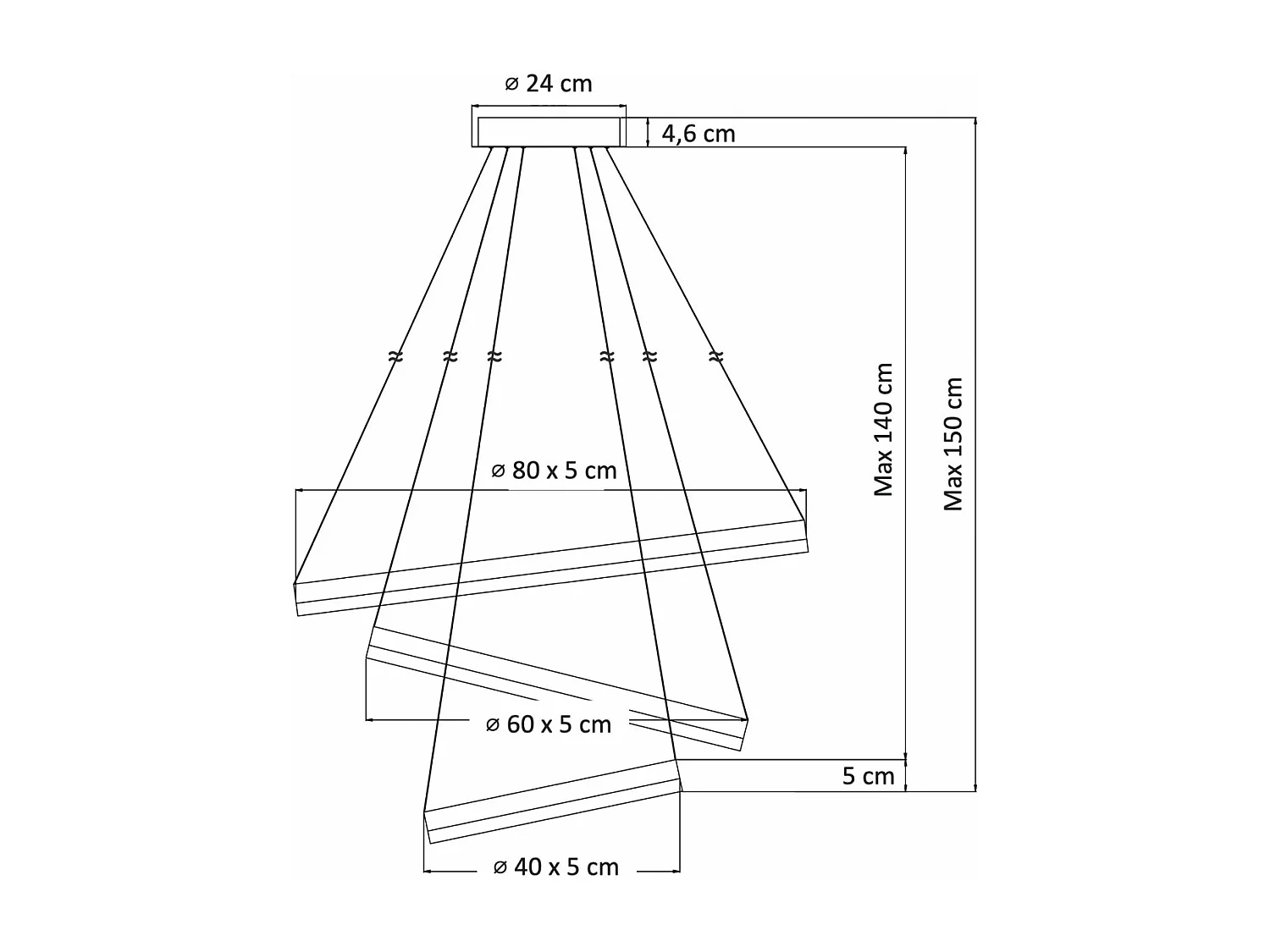 Grande suspension blanche trois anneaux LED - Nettuno