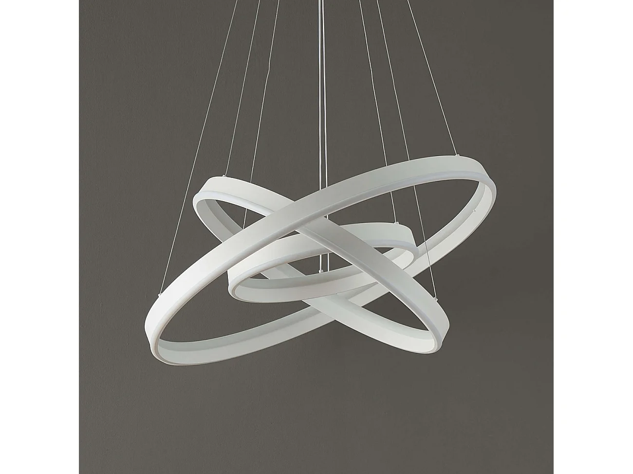 Grande suspension blanche trois anneaux LED - Nettuno