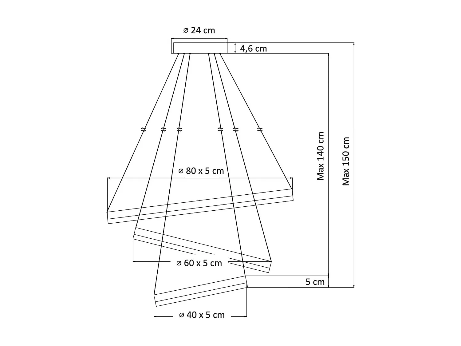 Grande suspension blanche trois anneaux LED - Nettuno