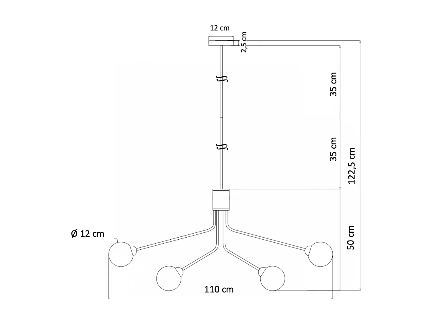 Grande suspension élégante dorée à 18 boules - Audrey
