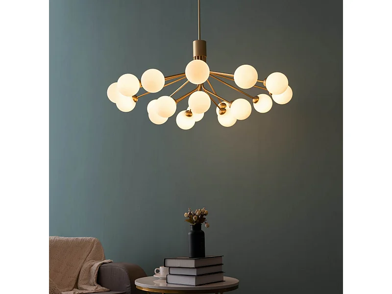 Grande suspension élégante dorée à 18 boules - Audrey