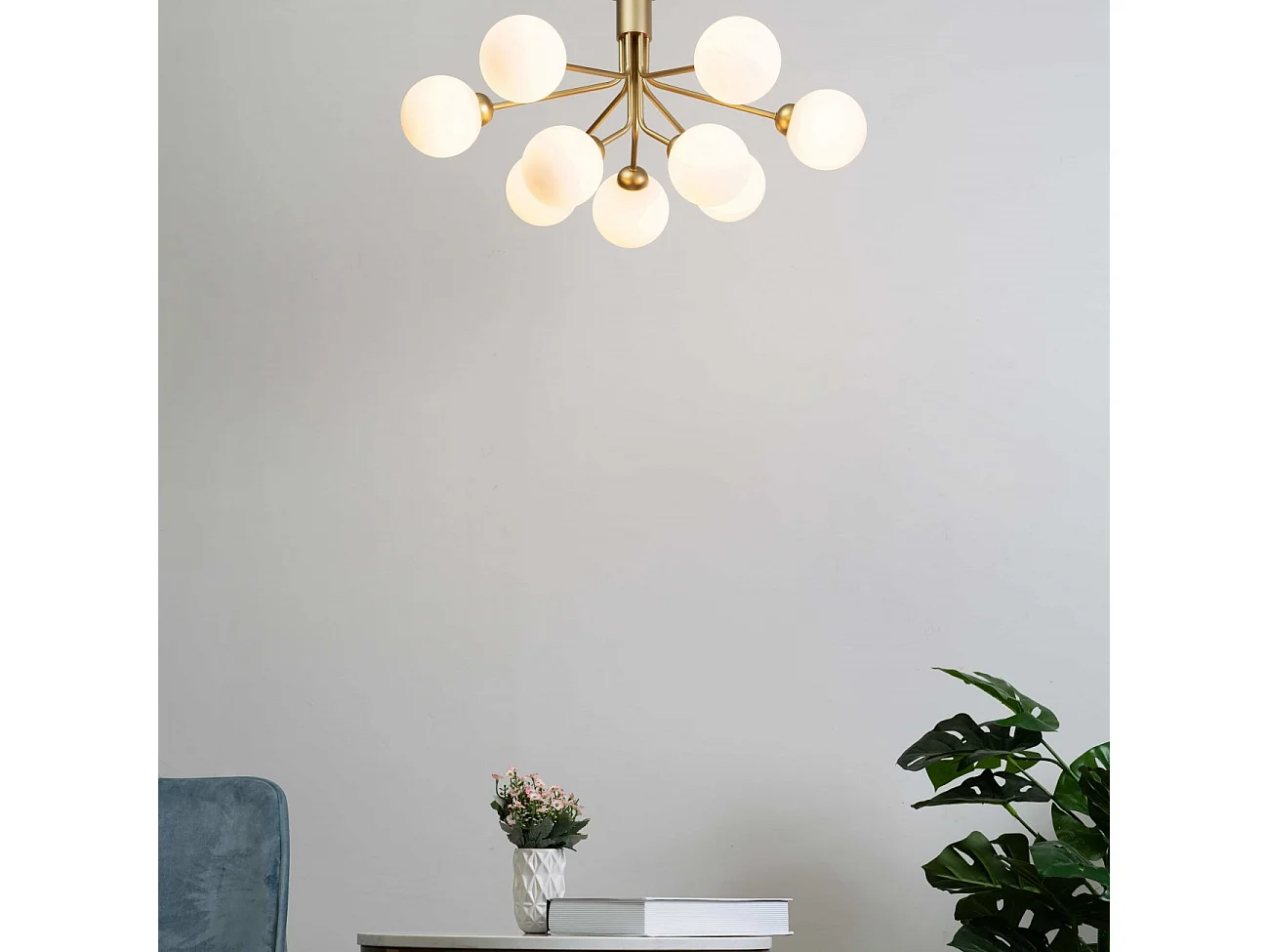Lustre élégant doré à 9 boules - Audrey