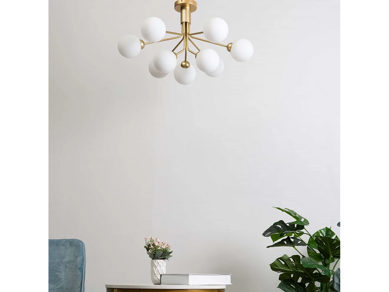 Lustre élégant doré à 9 boules - Audrey