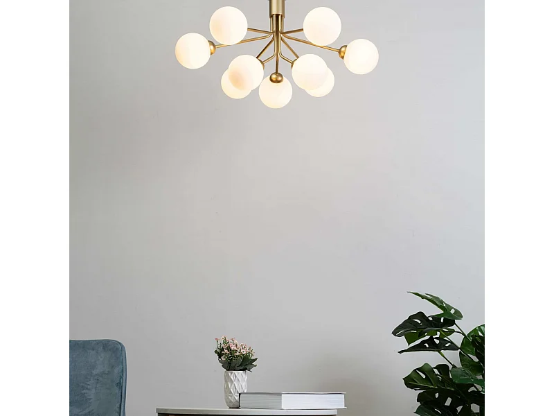 Lustre élégant doré à 9 boules - Audrey