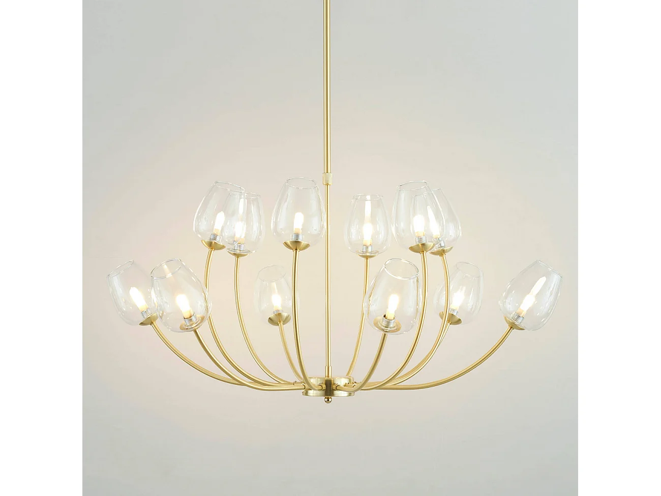 Lustre doré 12 tulipes de verre - Lucciana