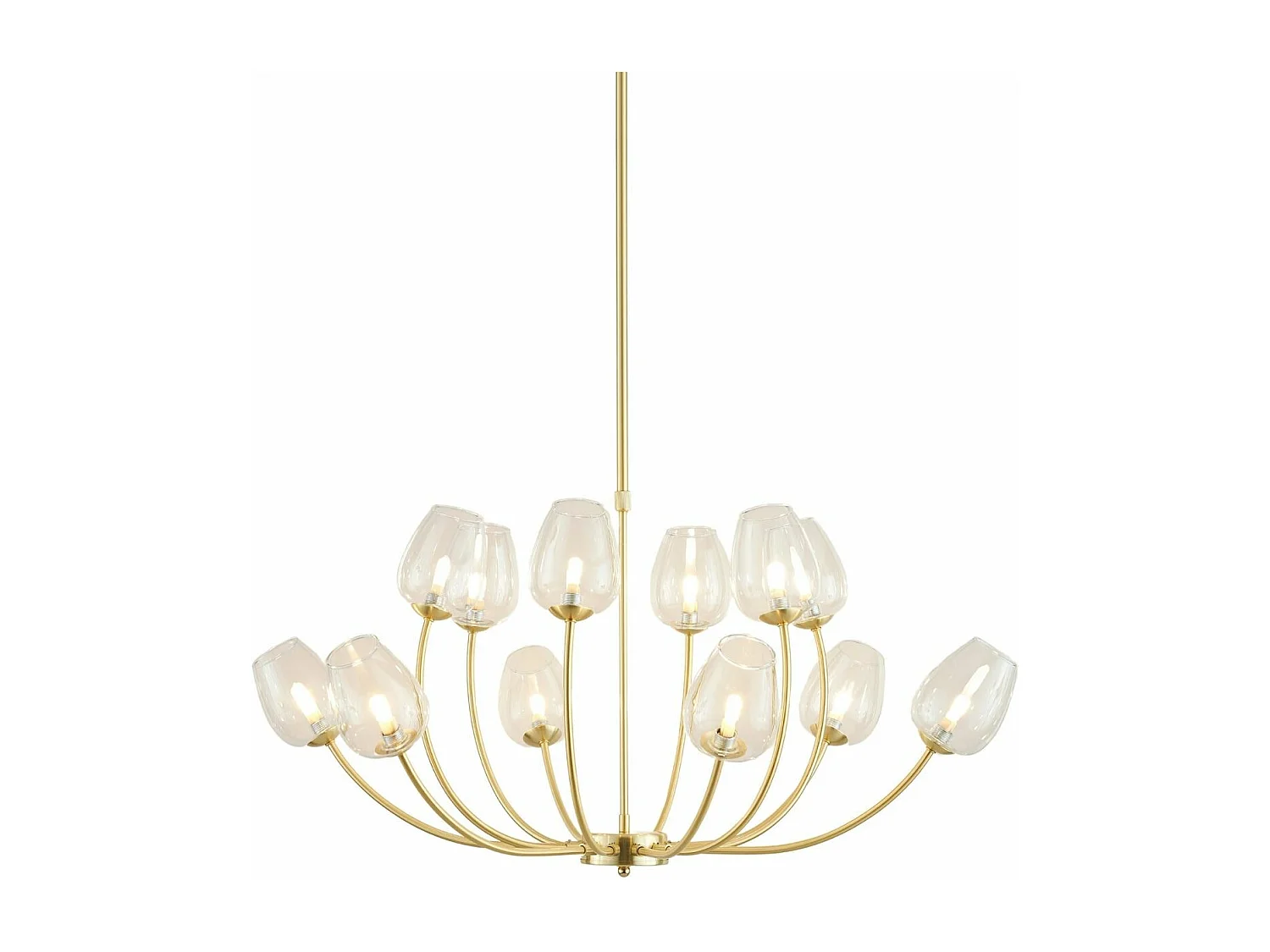 Lustre doré 12 tulipes de verre - Lucciana