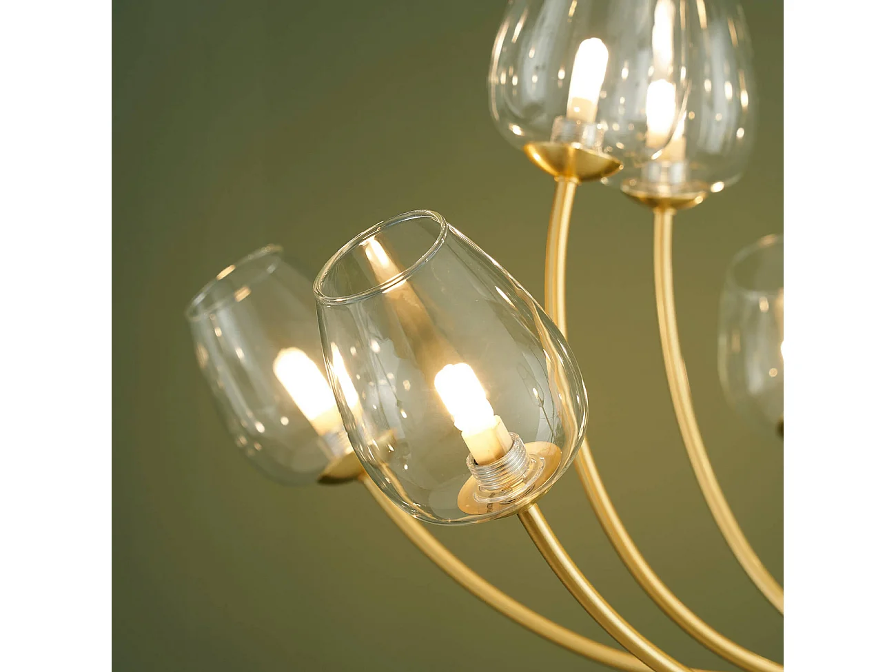 Lustre doré 12 tulipes de verre - Lucciana
