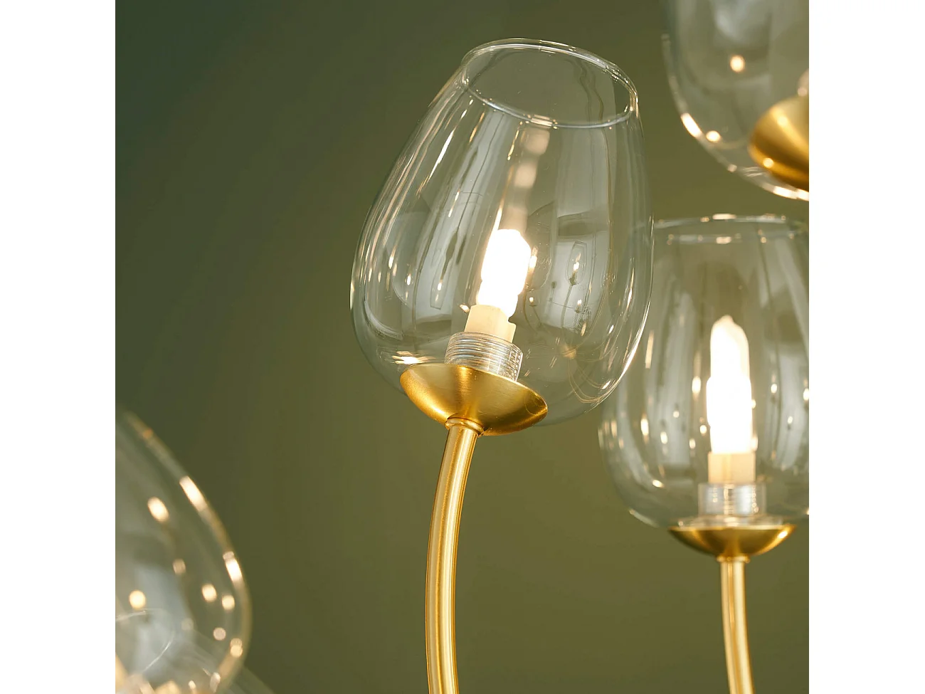 Lustre doré 12 tulipes de verre - Lucciana