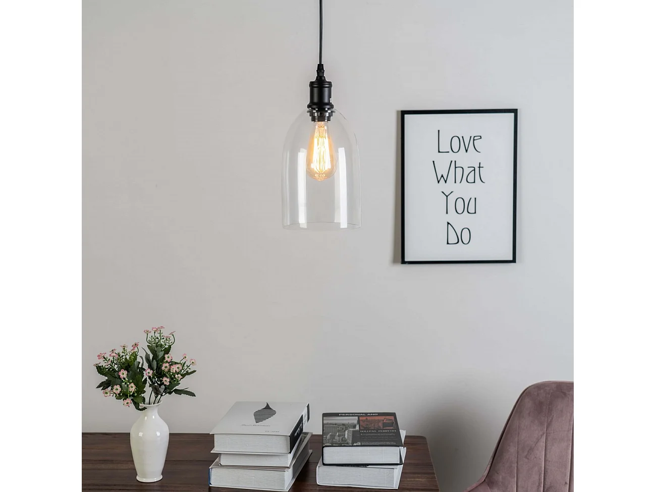 Luminaire suspendu cloche en verre - Gloria