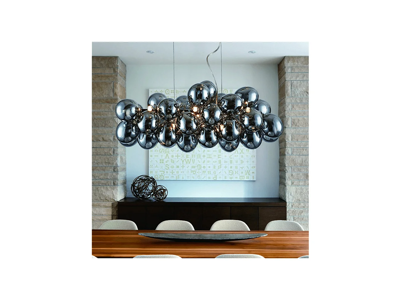 Grande suspension horizontale 36 verres fumés - Bartali