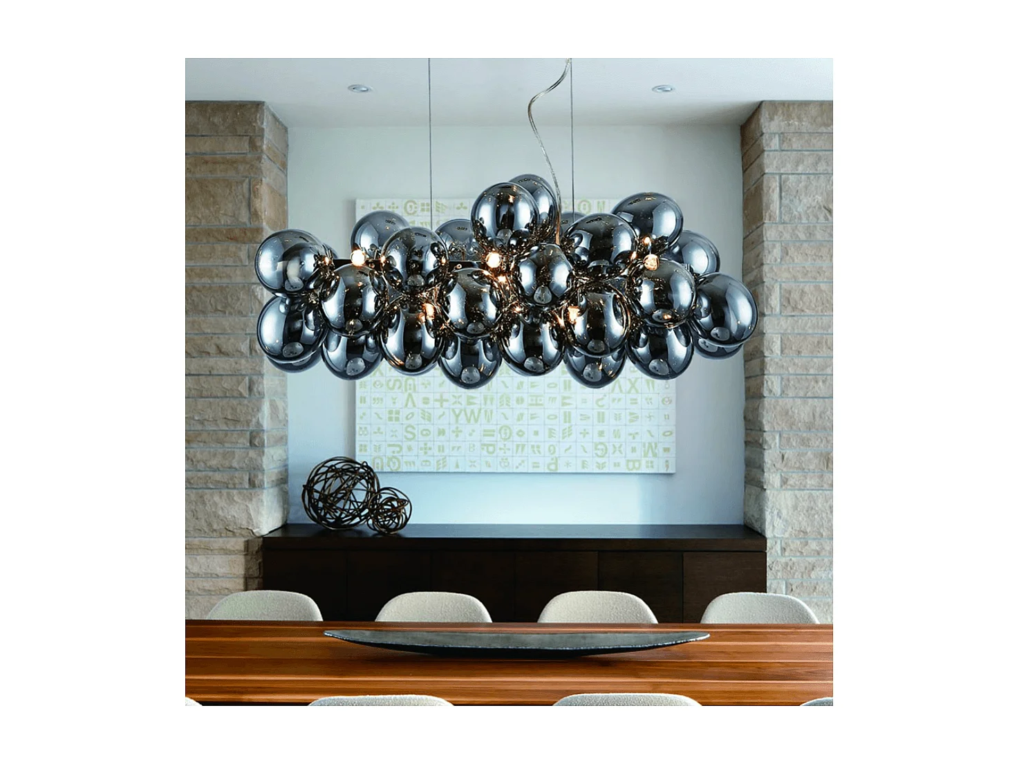 Grande suspension horizontale 36 verres fumés - Bartali