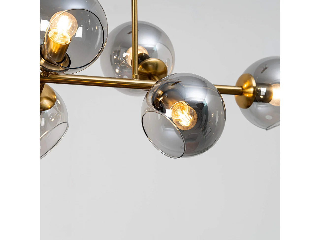 Grande suspension horizontale 8 sphères en verre fumé - Carlotta