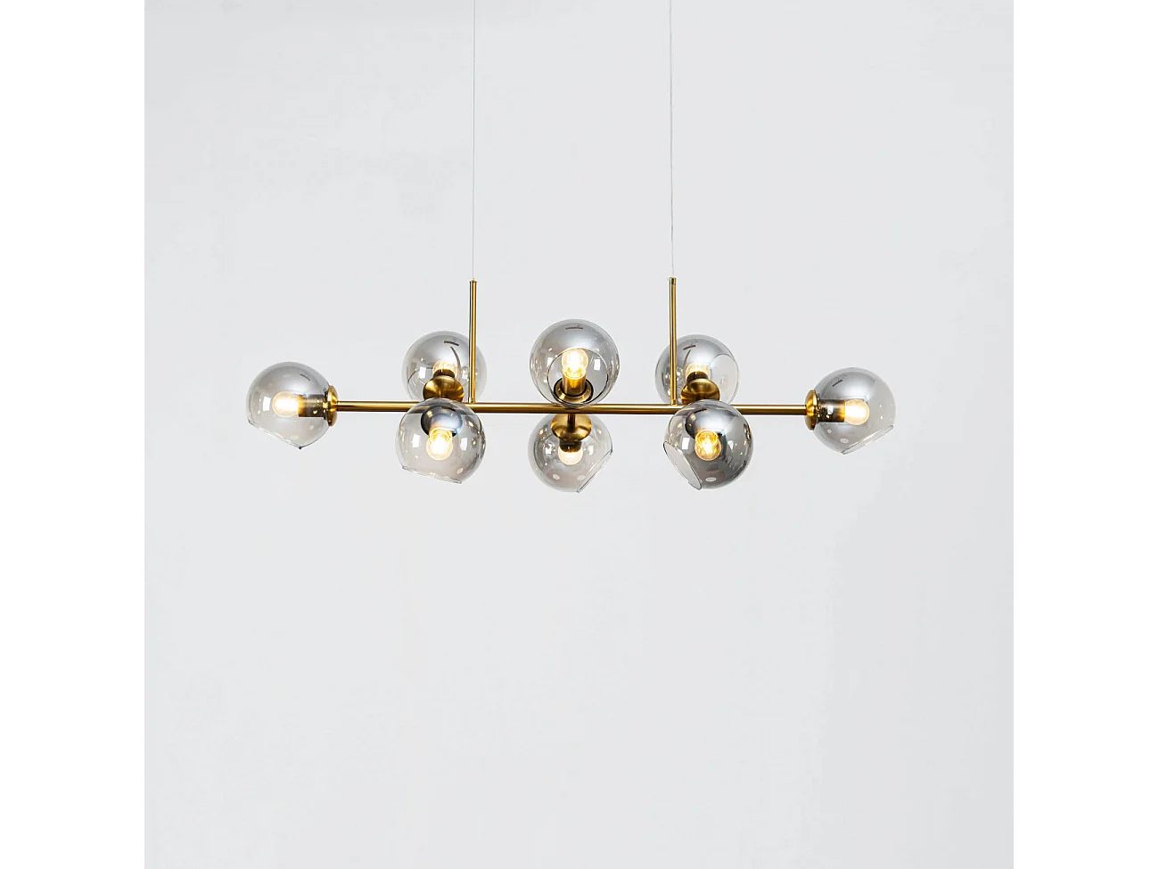 Grande suspension horizontale 8 sphères en verre fumé - Carlotta