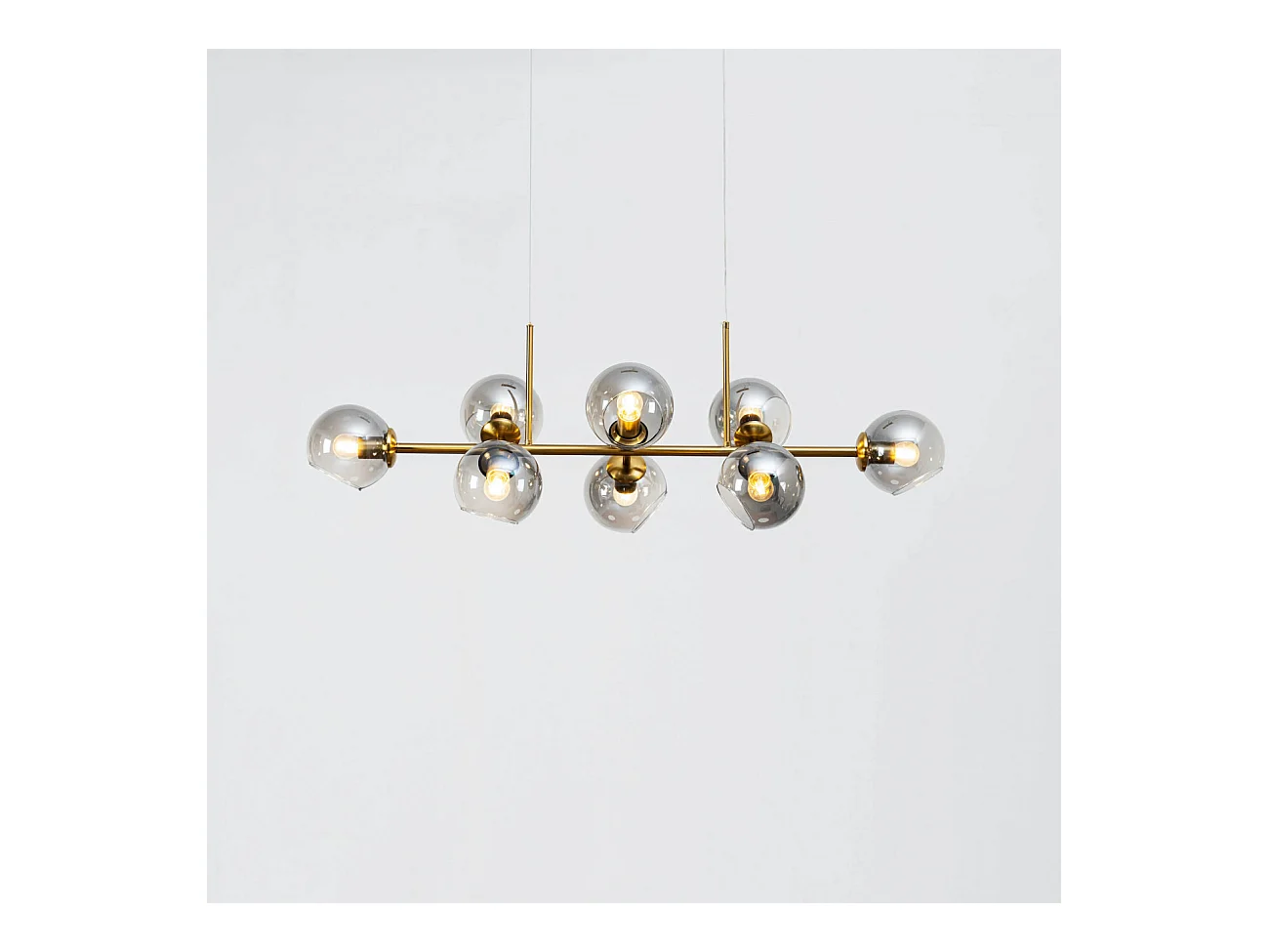 Grande suspension horizontale 8 sphères en verre fumé - Carlotta