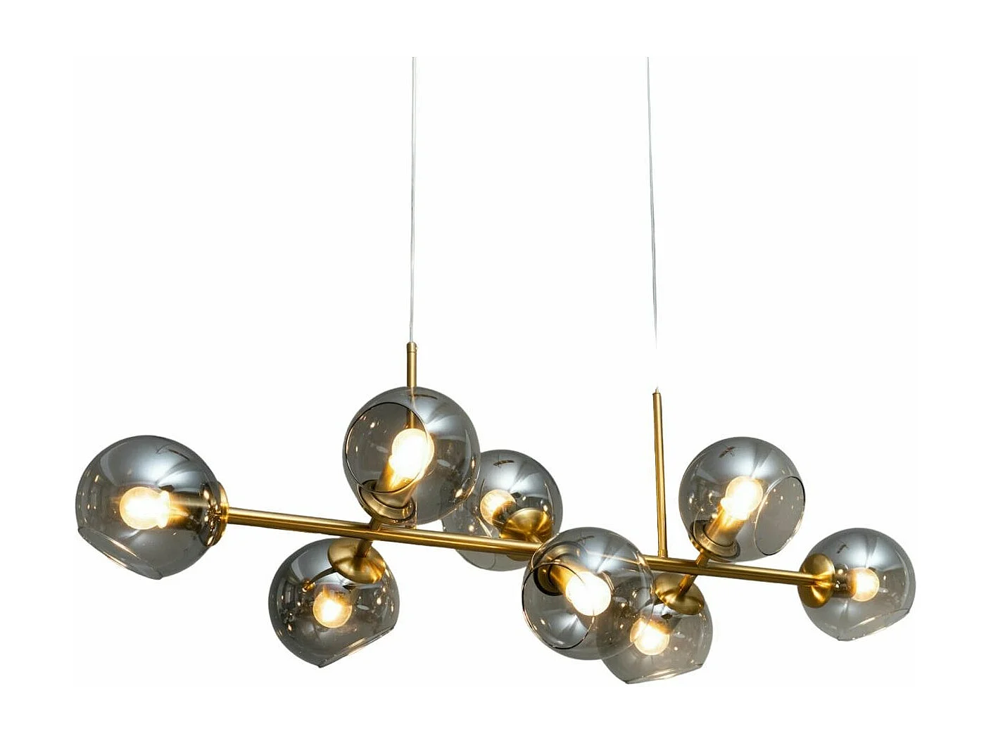 Grande suspension horizontale 8 sphères en verre fumé - Carlotta
