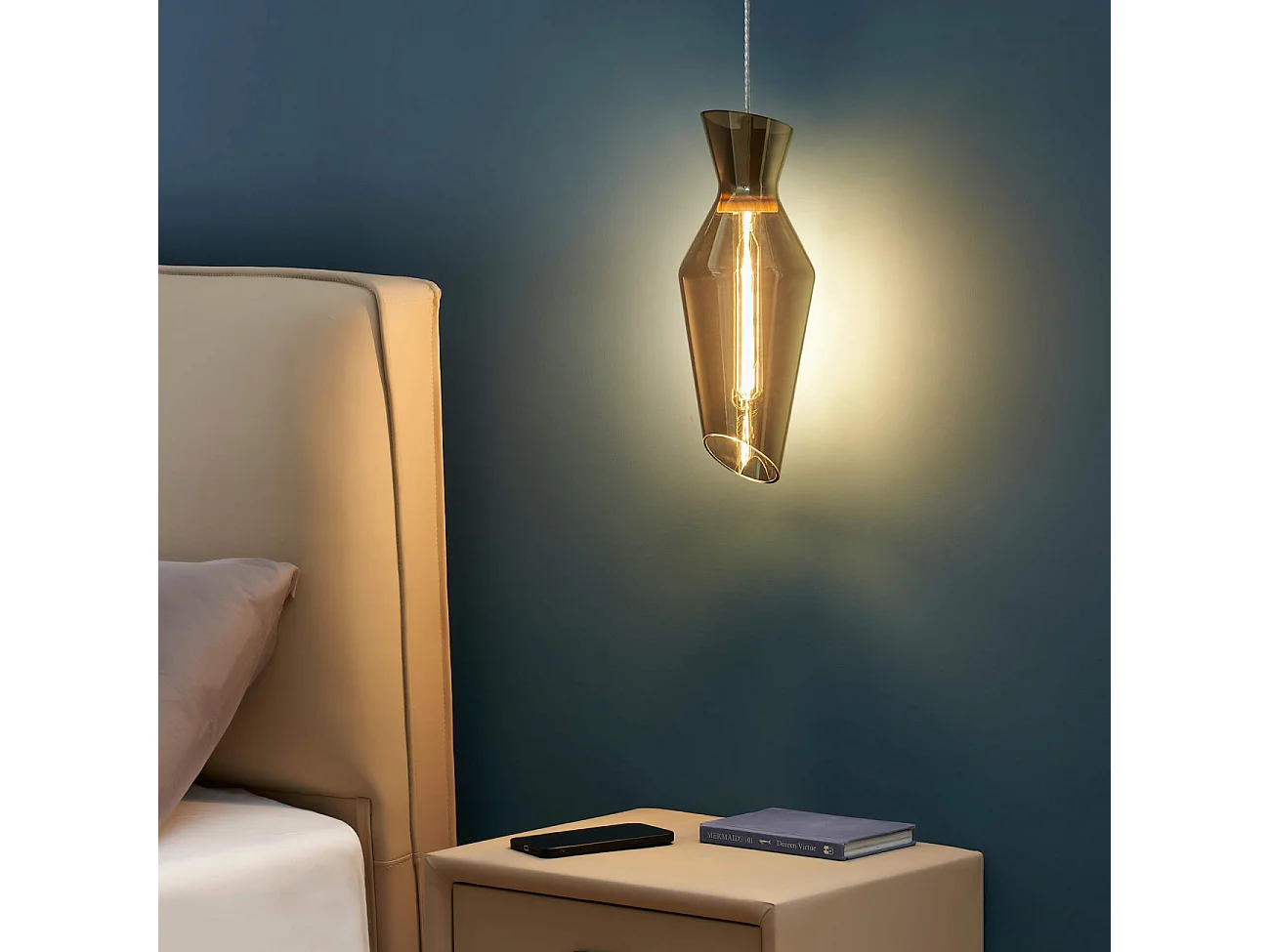 Suspension en verre fumé style loft - Pozzino