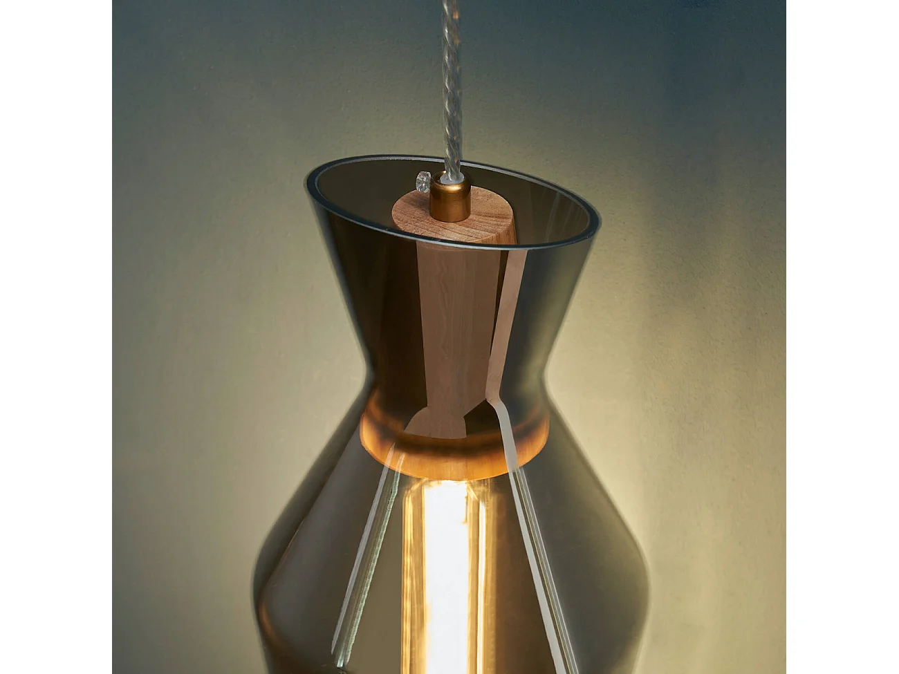 Suspension en verre fumé style loft - Pozzino