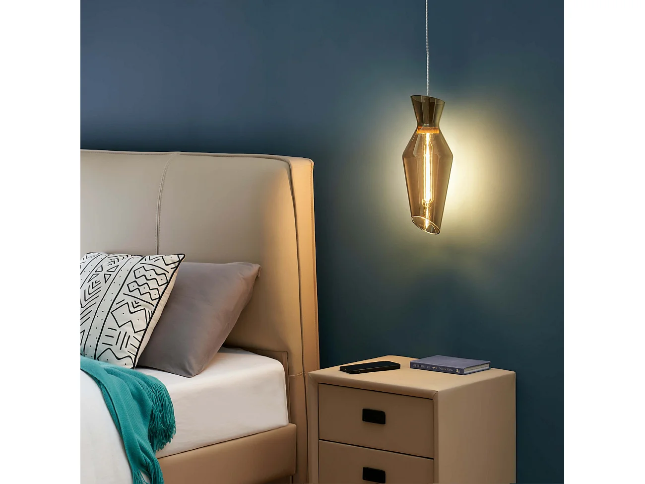 Suspension en verre fumé style loft - Pozzino