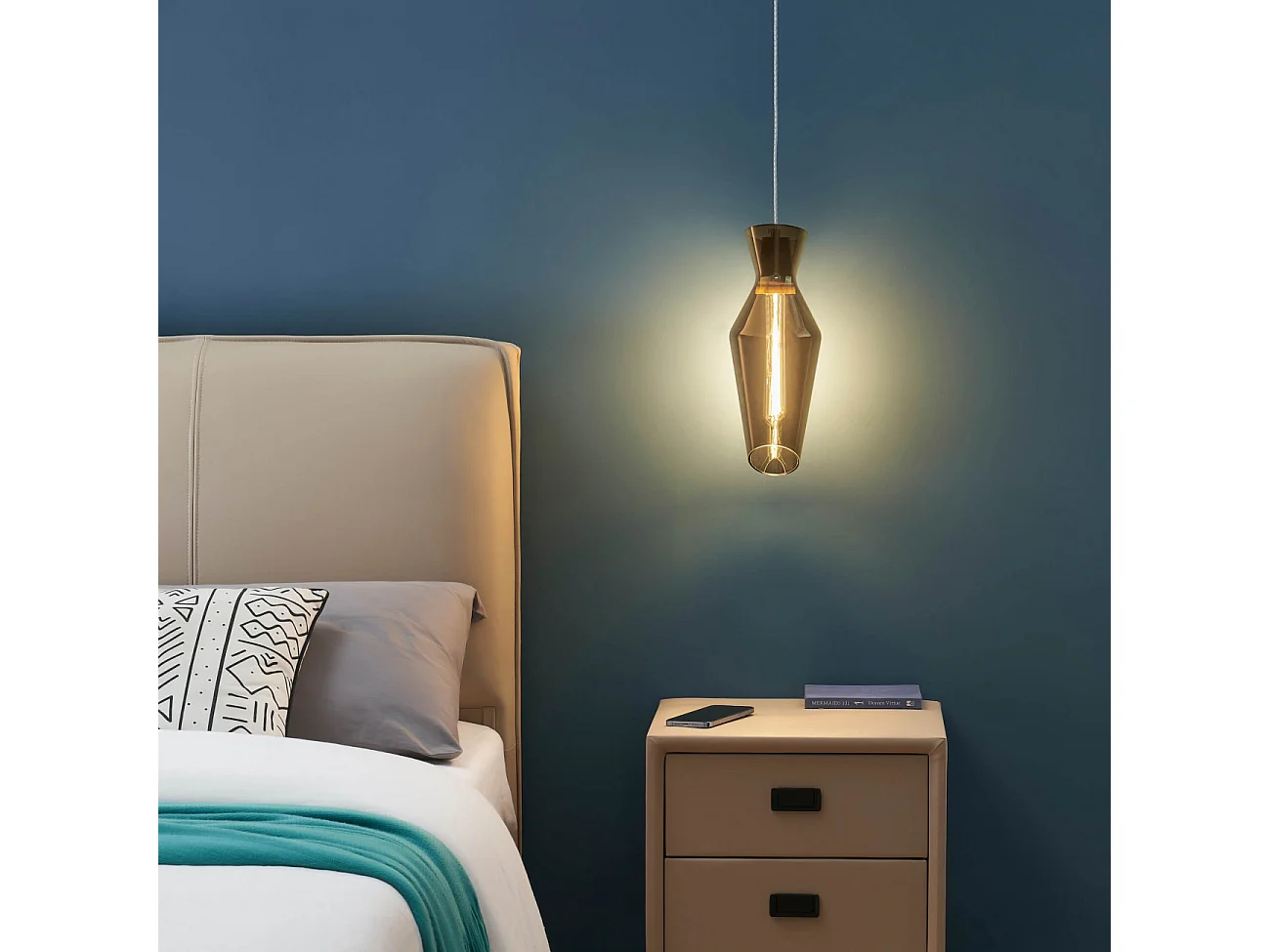 Suspension en verre fumé style loft - Pozzino