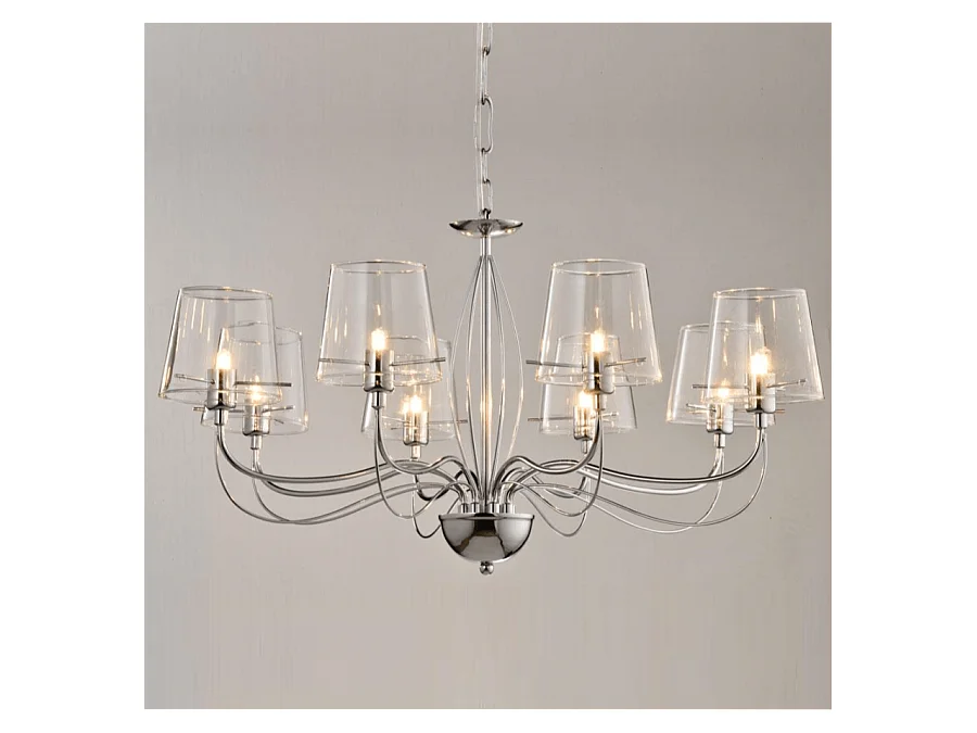 Lustre baroque design 8 bras verre transparent - Matane