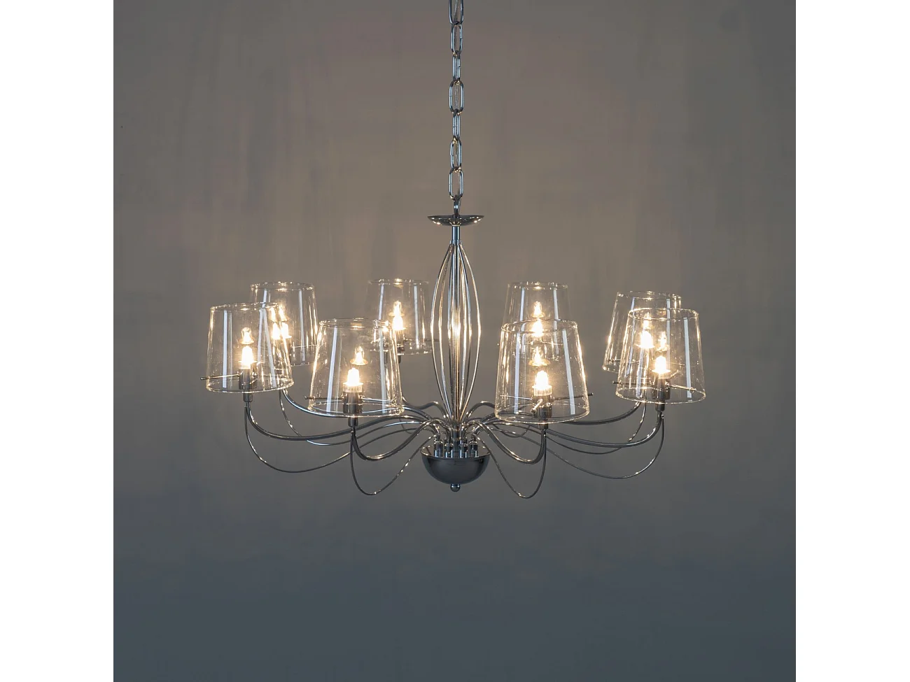 Lustre baroque design 8 bras verre transparent - Matane