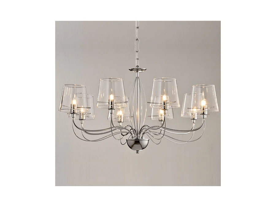 Lustre baroque design 8 bras verre transparent - Matane