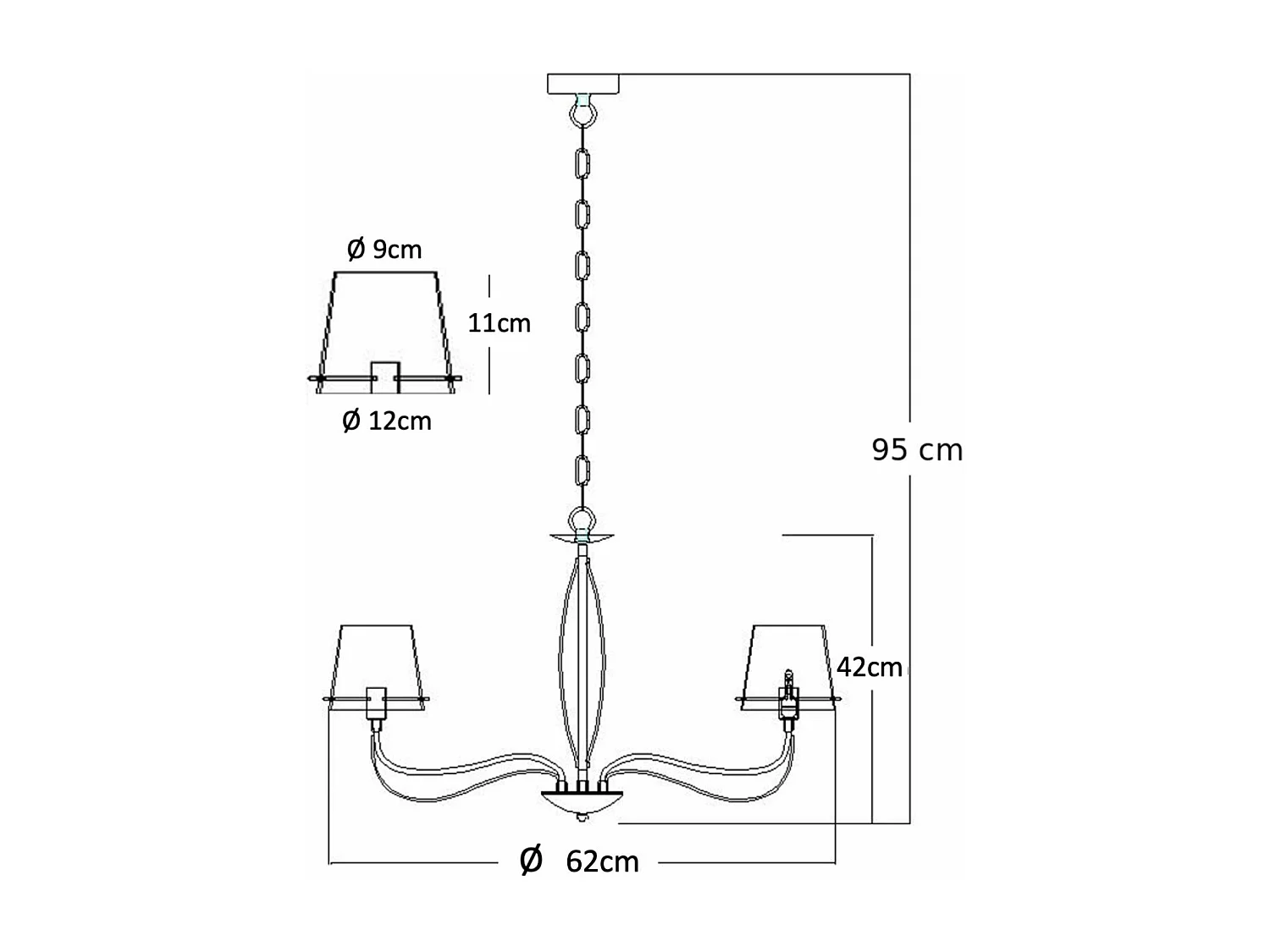 Lustre baroque design 8 bras verre transparent - Matane