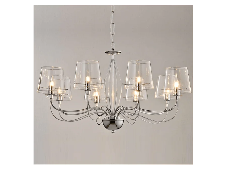 Lustre baroque design 8 bras verre transparent - Matane