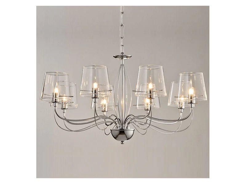 Lustre baroque design 8 bras verre transparent - Matane