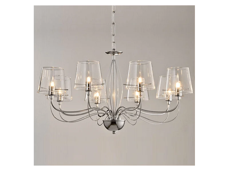 Lustre baroque design 8 bras verre transparent - Matane