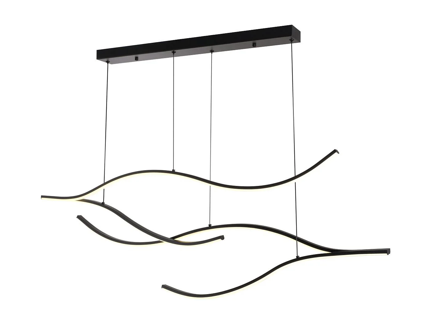 Longue suspension LED dimmable vagues noires lumineuses 112 cm - Portofino