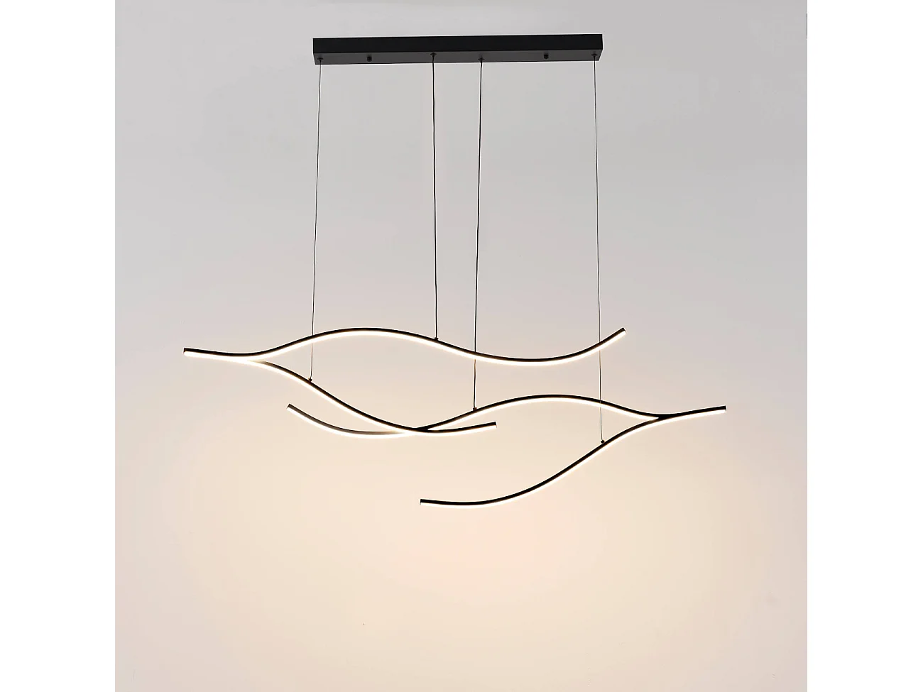 Longue suspension LED dimmable vagues noires lumineuses 112 cm - Portofino