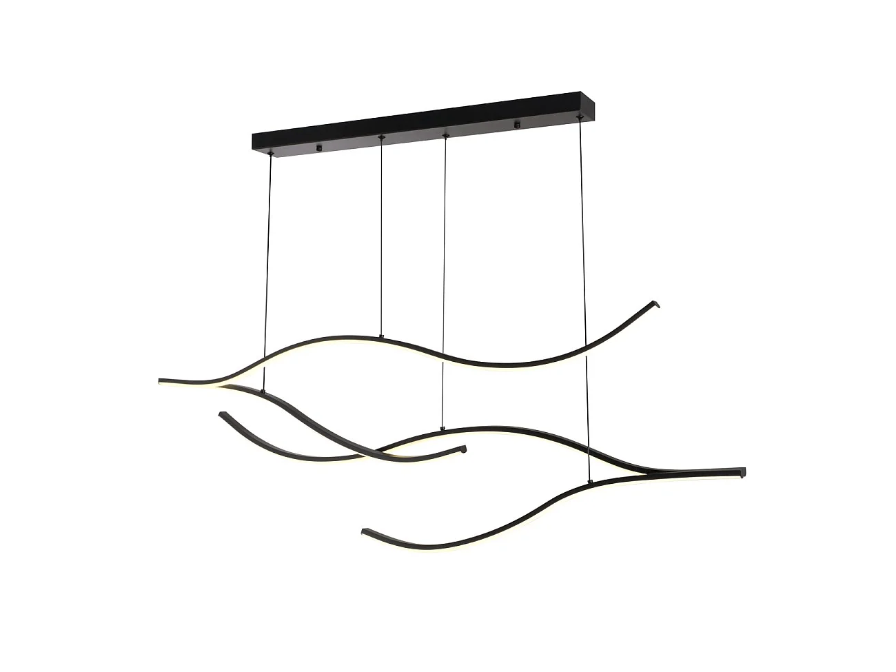 Longue suspension LED dimmable vagues noires lumineuses 112 cm - Portofino