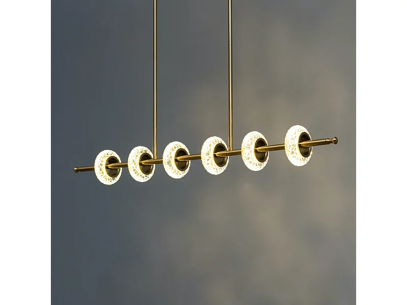 Majestueuse suspension horizontale LED en verre et métal - Cassandra