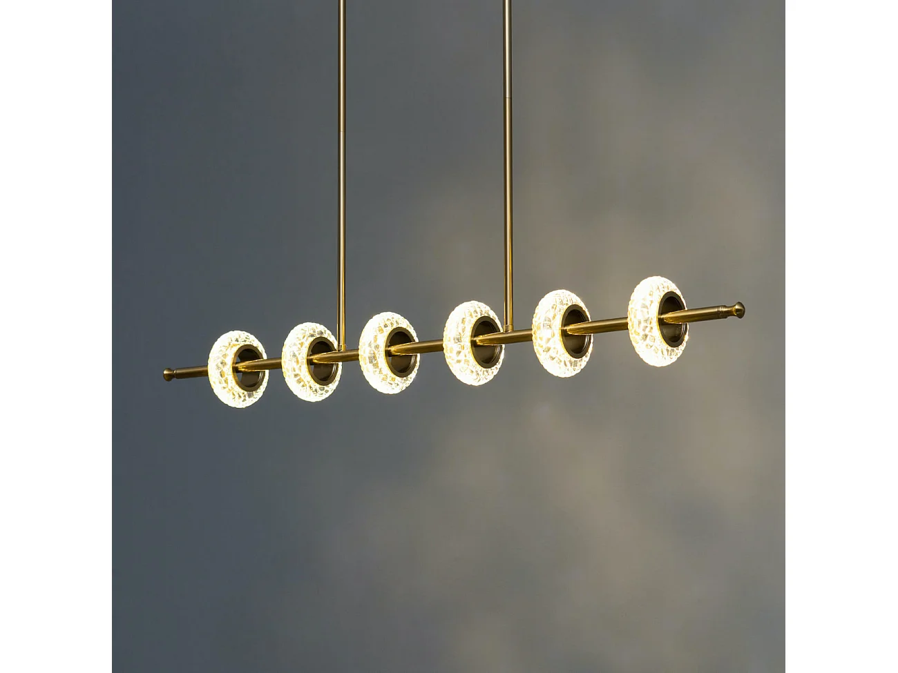 Majestueuse suspension horizontale LED en verre et métal - Cassandra