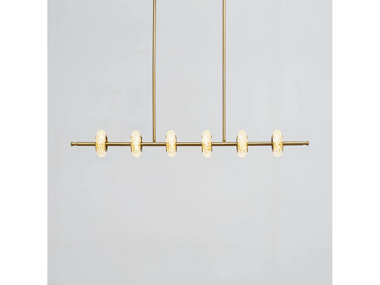 Majestueuse suspension horizontale LED en verre et métal - Cassandra