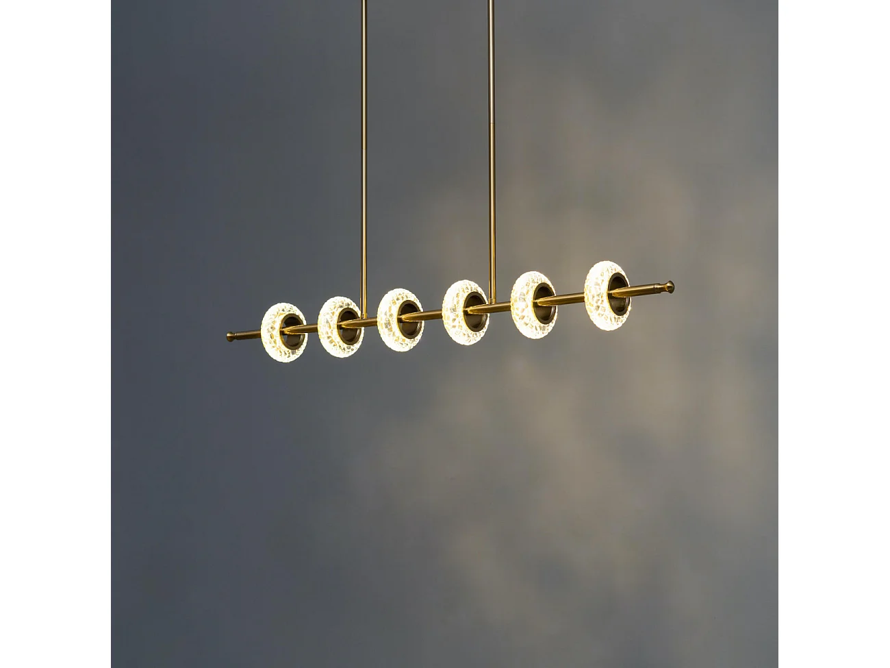 Majestueuse suspension horizontale LED en verre et métal - Cassandra