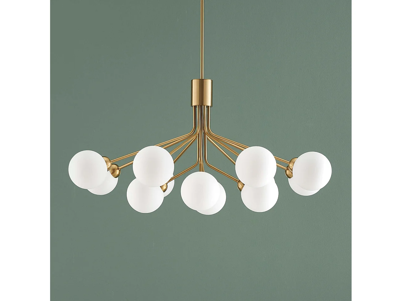 Grand lustre élégant laiton à 12 boules - Audrey