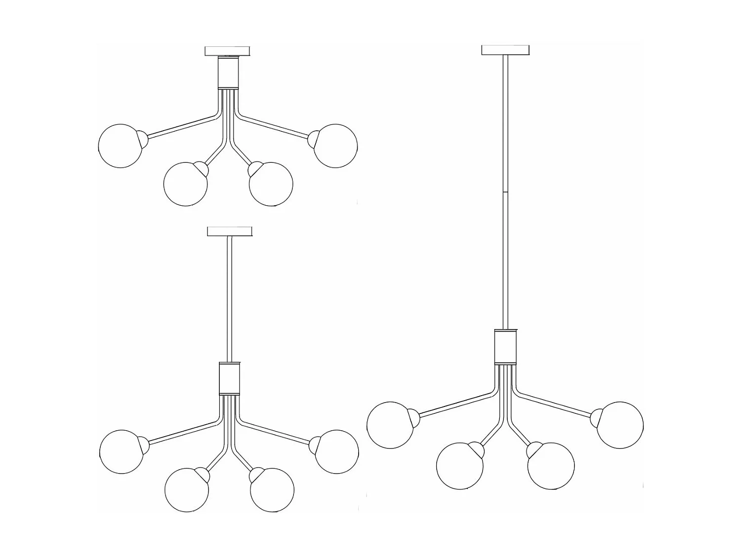 Grand lustre élégant laiton à 12 boules - Audrey