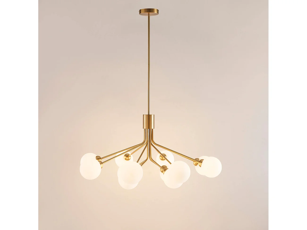 Grand lustre élégant laiton à 12 boules - Audrey