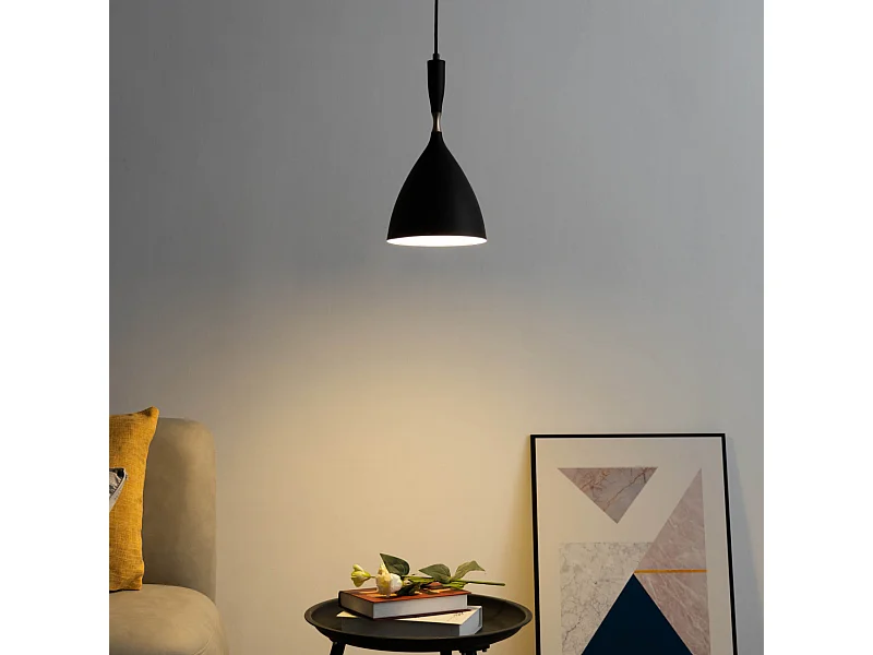 Suspension industrielle conique noire - Denzo