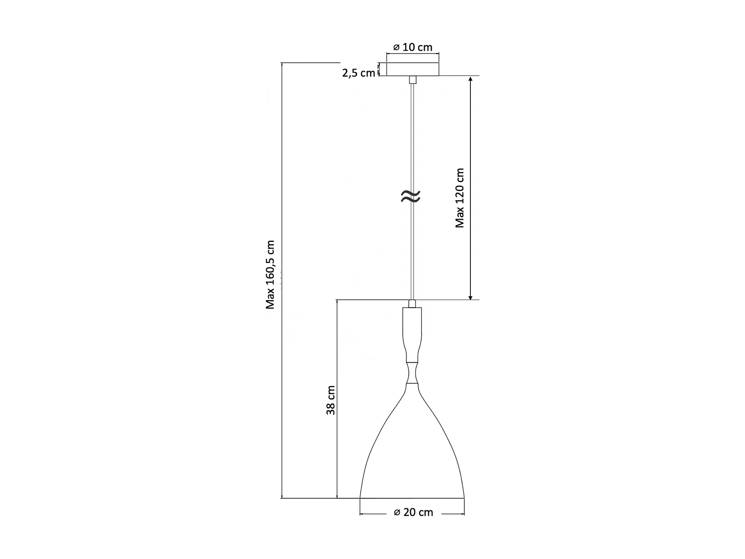 Suspension industrielle conique noire - Denzo