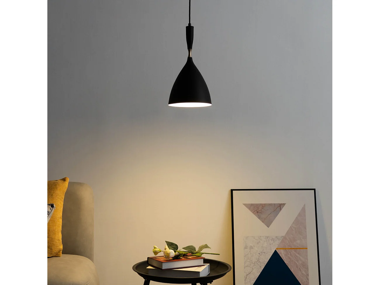 Suspension industrielle conique noire - Denzo